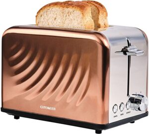 Cotomier 2 Slice, Rose Gold Stainless Steel Retro Toaster