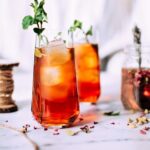 iced peach tea is ideal for a hot summer day