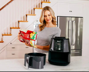 Air fryer with basket out