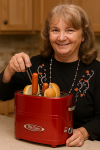 Madlyn using the fun and amazing Nostalgia Hot Dog Toaster