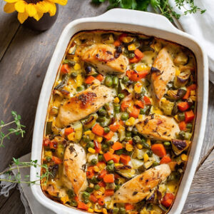 Easy Microwave Meals for Seniors: chicken & veggie casserole