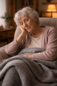 elderly lady too tired to cook