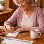 senior lady making a grocery list
