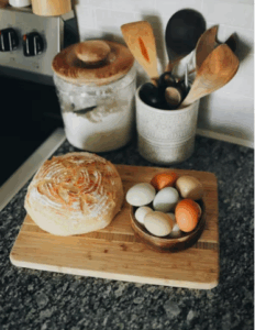 keep bread and eggs handy for a quick breakfast