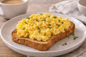 scrambled egg on toast - a great breakfast for seniors