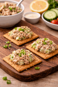 tuna mayo on crackers - an easy meal for seniors to make