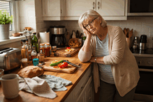 feeling overwhelmed in the kitchen can making cooking stressful for the elderly