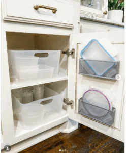 neat storage inside the cabinet door