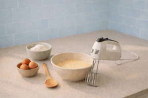 simple easy to use tools on a clear counter for safe cooking for seniors