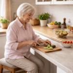 sitting in the kitchen can help seniors save energy