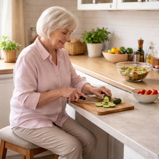 sitting in the kitchen can help seniors save energy