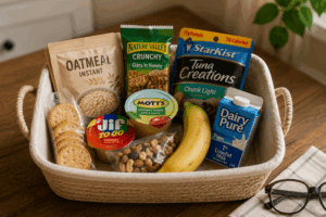 cozy snack basket to keep nearby for a quick treat