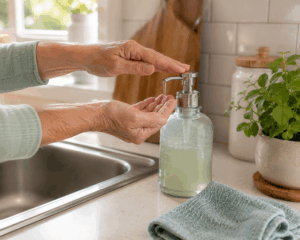 easy cleanup with a soap dispenser