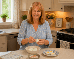 granny madlyn peeling eggs