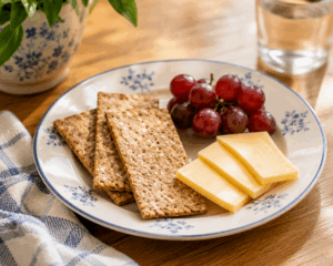 easy breakfast with cheese and grapes